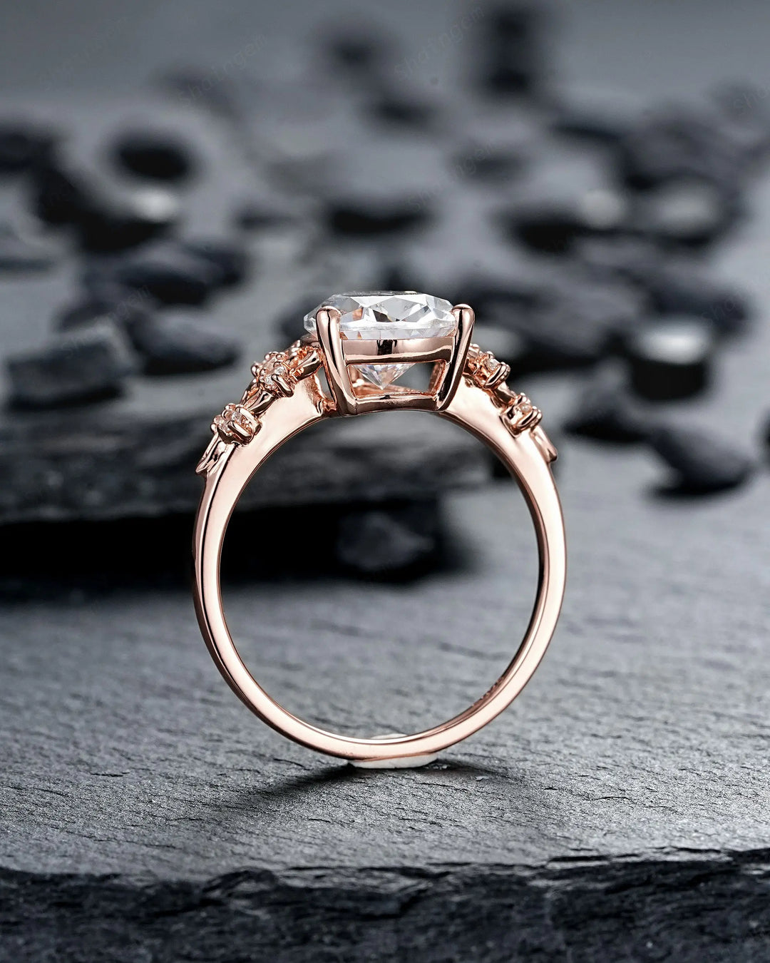 Vintage Pear Shape Moissanite Floral Engagement Ring Unique Rose Gold Twig Branch Vine Wedding Set Nature Inspired Promise Ring for Women her - ShainJewelry
