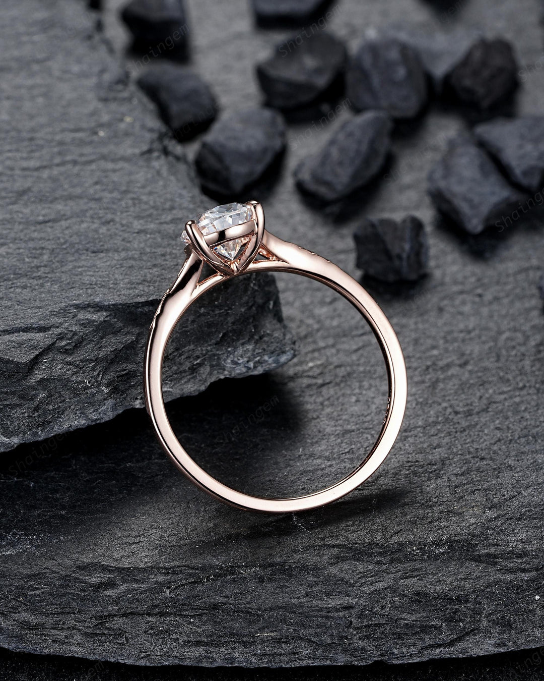 Vintage Pear Shape Moissanite Solitaire Engagement Ring Set, Nature Inspired Leaf Vine Solitary Rose Gold Promise Wedding Ring his and hers - ShainJewelry