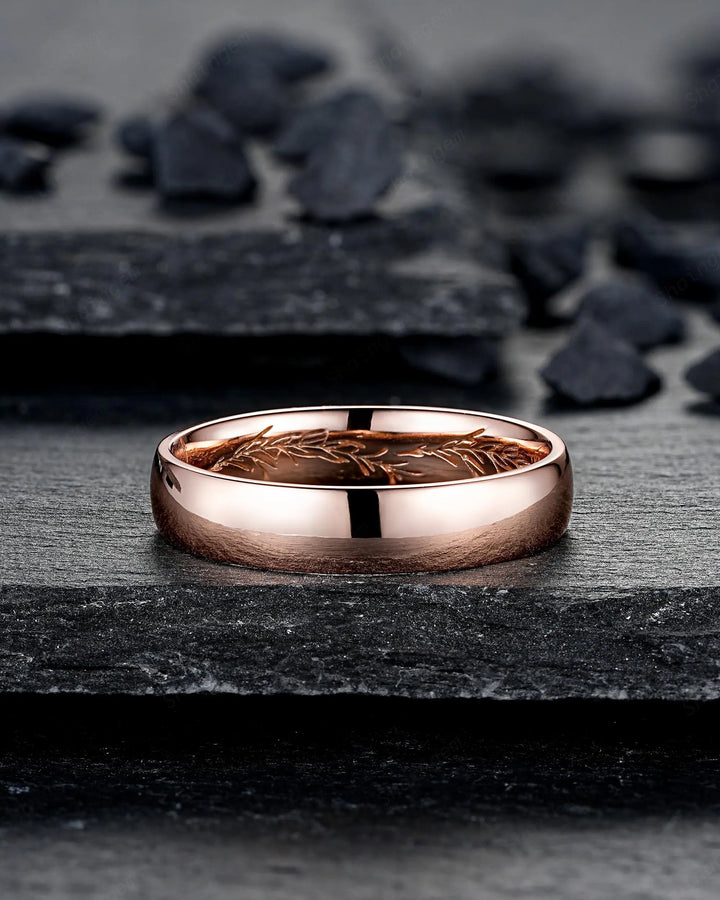 Rosemary Engraved His and Hers Couple Ring Set: Full Eternity, Rose Gold Wedding Band, Engagement Band Promise Ring , Men's Women's Band - ShainJewelry