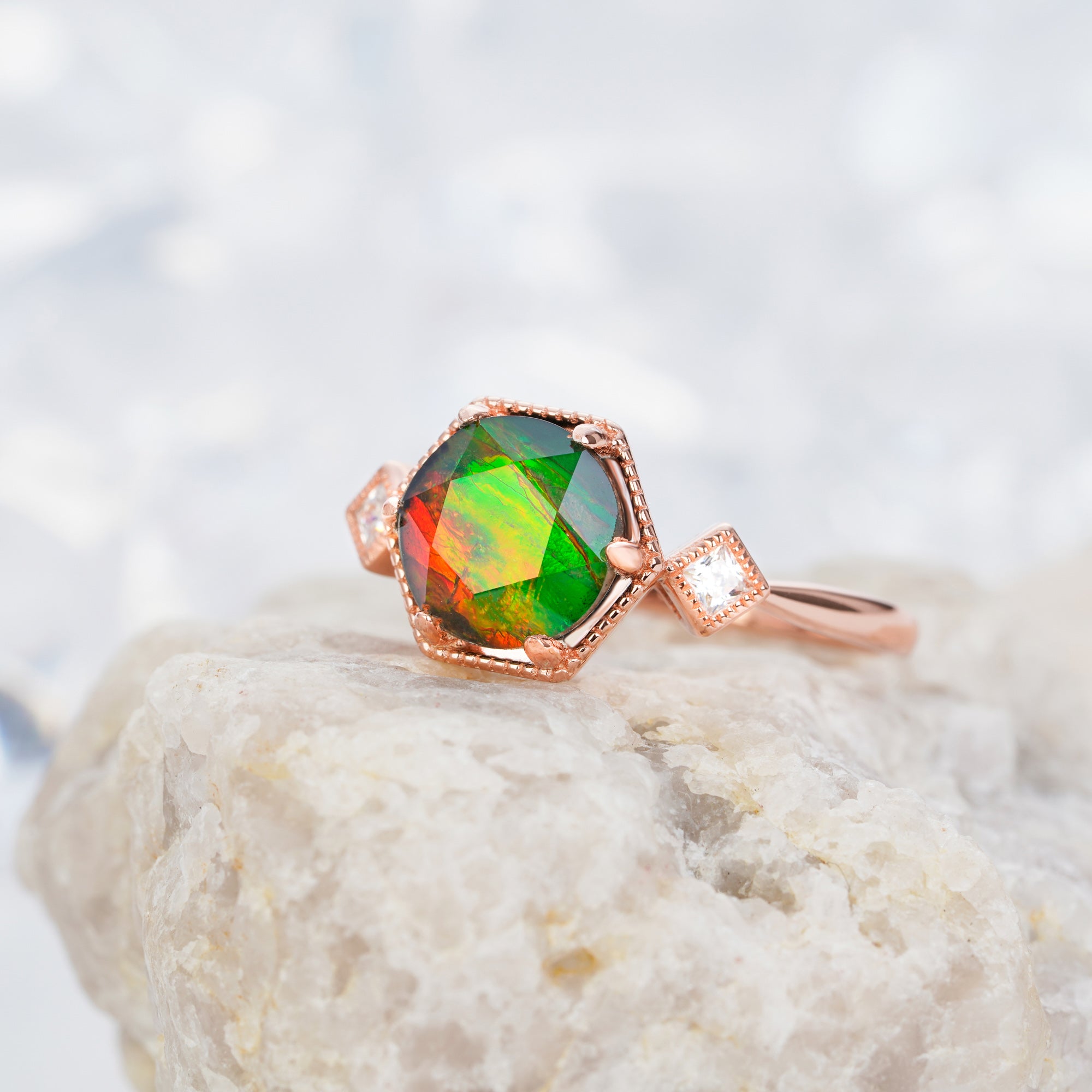 Sterling Silver Wire Wrapped Ammolite Ring, Wire Wrapped Fossils – Ischa's  Treasure Chest