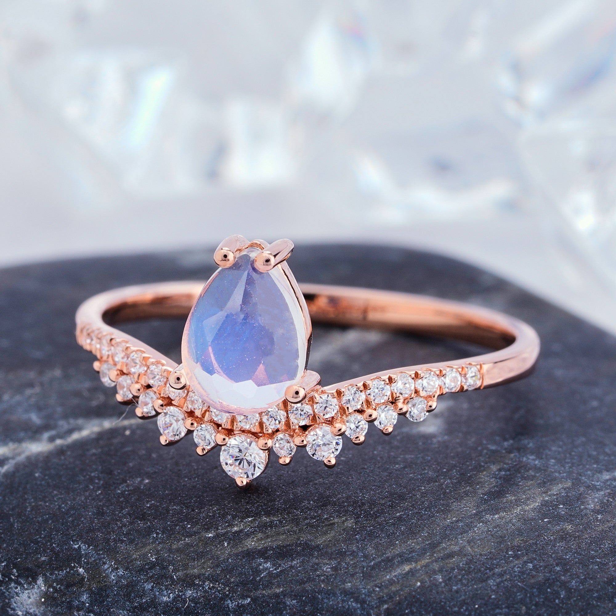 Sapphire and moonstone engagement ring discount