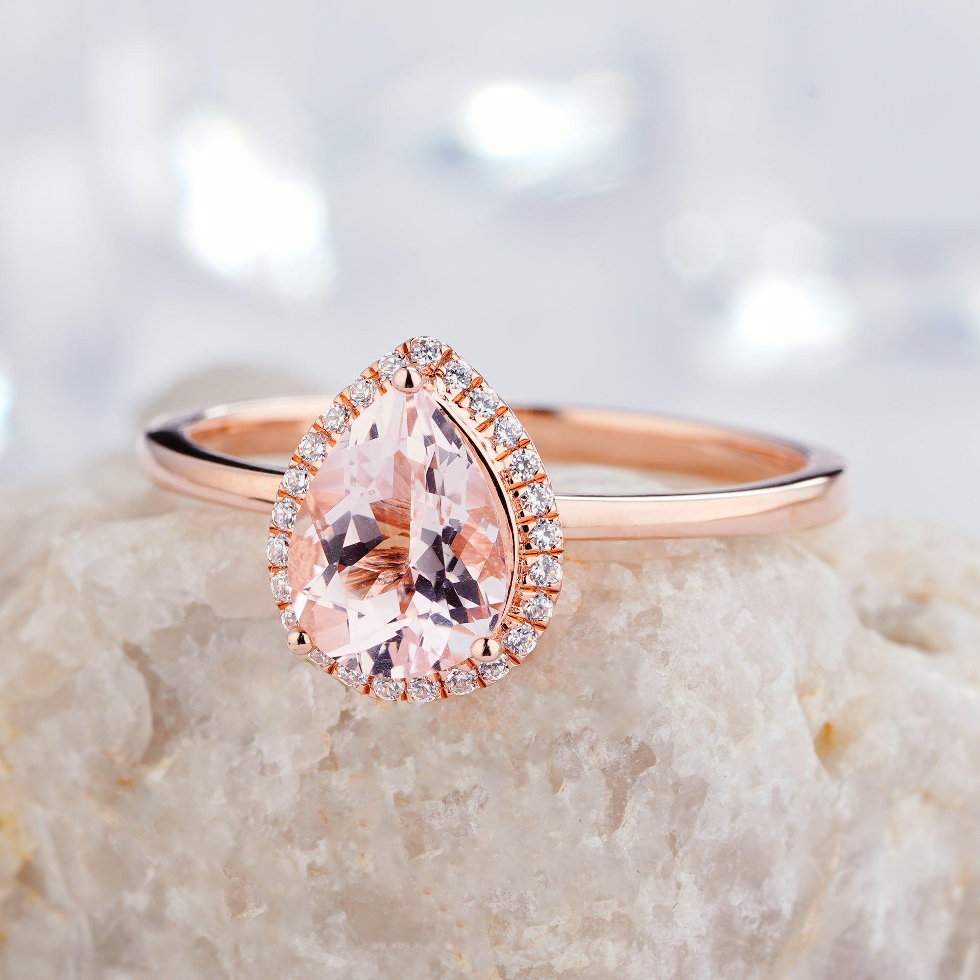 Teardrop pink diamond ring deals